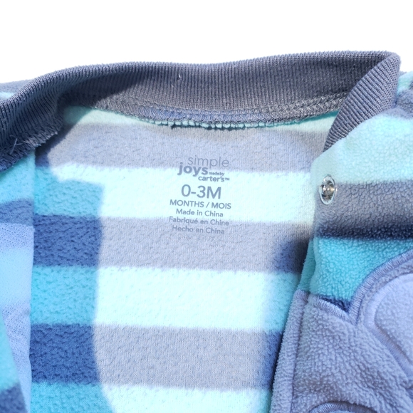 0-3M Dog Onesie Carter's | Blue Grey Fleece - Picture 3 of 3